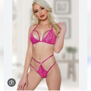 Pink two piece lingerie set